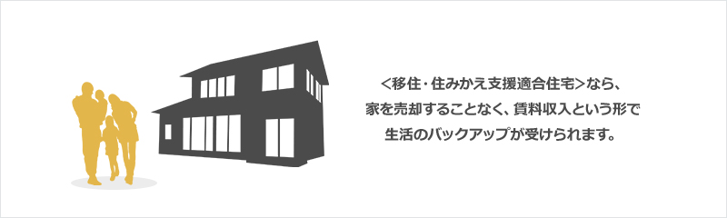 ＜移住・住みかえ支援適合住宅＞なら、家を売却することなく、賃料収入という形で生活のバックアップが受けられます。